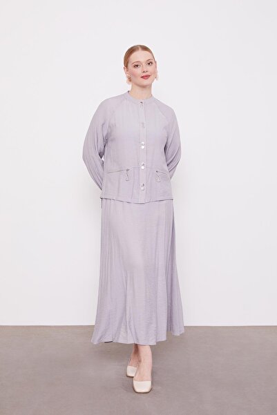 Levidor Γκρι Σετ με διπλά κουμπιά με λεπτομέρεια φούστας