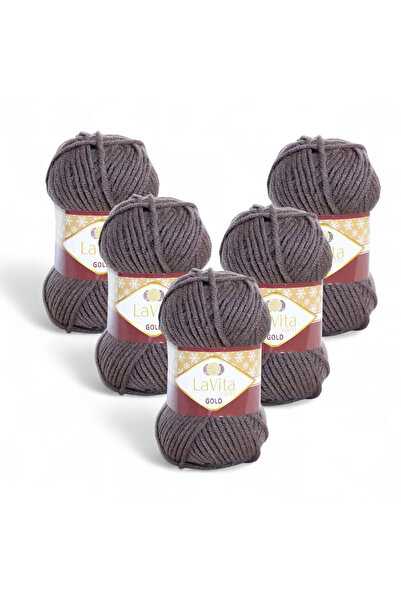 LaVita Yarn خيط حياكة يدوي ذهبي 100% أكريليك 500 جرام 5 قطع (9796 توبراك)