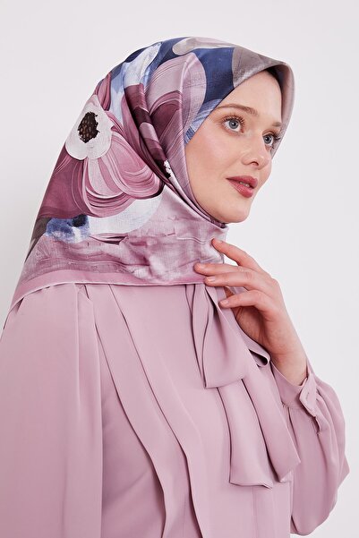 Levidor وشاح حريري بنمط أرجواني وردي