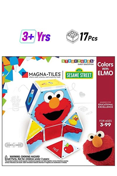 Generic MAGNA-TILES Sesame Street Colors With Elmo, 17 Pieces