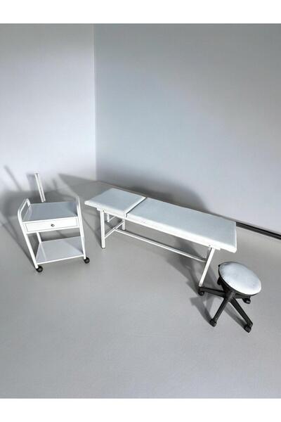 BAŞARI MEDİKAL KLASİK SEDYE SETİ (KLASİK SEDYE, 2 KATLI ÇEKMECELİ ETAJER , TABURE)