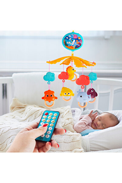 MalPlay Carusel muzical cu telecomanda, temporizator, proiector color, cu 200 cantecele de leagan si povesti