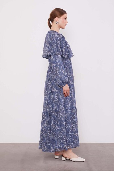 Levidor Φόρεμα από σιφόν με έθνικ σχέδιο Indigo