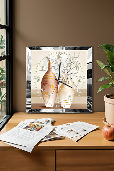 Zevahir Mobilya Dekorasyon Silver Framed Ceramic Time Themed Decorative Mdf Wall Clock