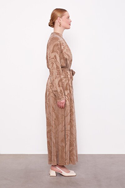 Levidor VİZON Yakası Taş Detaylı Cupra Elbise