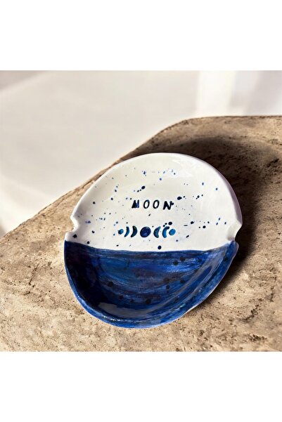 HAB TRADE El Yapımı Seramik Küllük – “Moon” Ay Evreleri Tasarımlı, Dekoratif & Şık