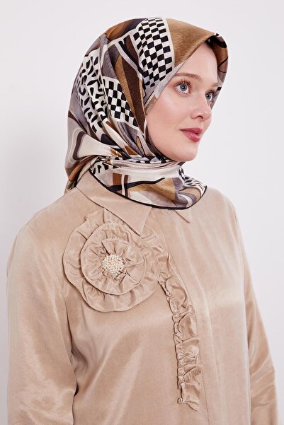 Levidor وشاح حريري بنمط الداما الأسود