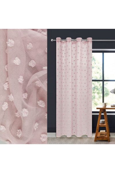 OEM Decorative curtain with rings, allows light to pass, size 140 x 260 cm, Pink