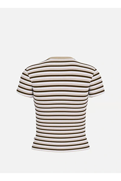 Guess Women's Multicolor Striped Crew Neck T-Shirt W5Bp52Ka0H1-S19F