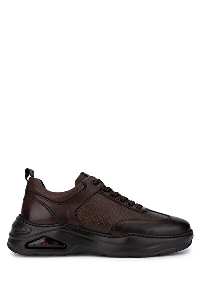 Tamer Tanca Men's Genuine Leather Brown Sneakers & Sports Shoes