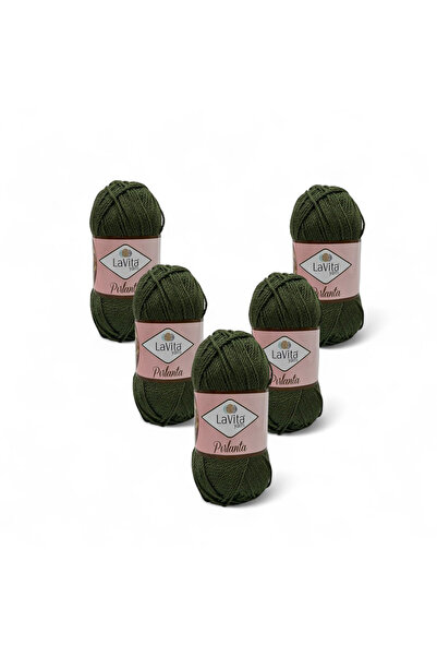 LaVita Yarn خيط حياكة يدوي من الألماس 100% أكريليك 500 جرام 5 قطع (9624 كاكي)