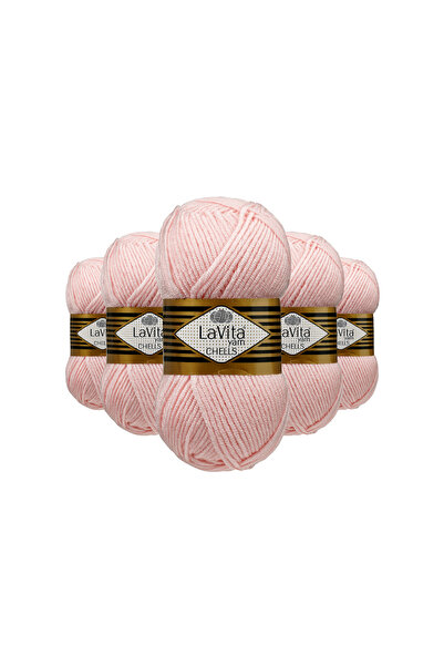 LaVita Yarn Fir de tricotat manual Chells 100% acrilic 500gr 5 BUCĂȚI (0011 ROZ)