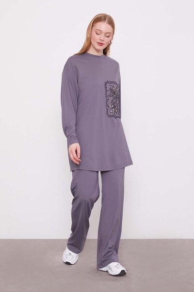 Levidor Anthracite Embroidered Sports Suit