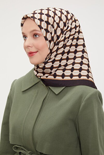 Levidor Acı Kahve Elips Desen Modal İpek Eşarp