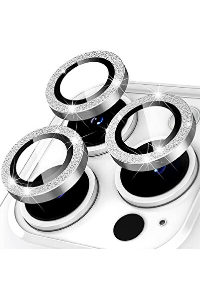 Optim Solution Folie Camera pentru Apple iPhone 14 Plus, Sticla Securizata Lentila, Silver Diamond Glitter, Silver