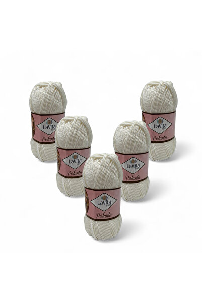 LaVita Yarn خيط حياكة يدوي من الألماس 100% أكريليك 500 جرام 5 قطع (9501 أبيض)