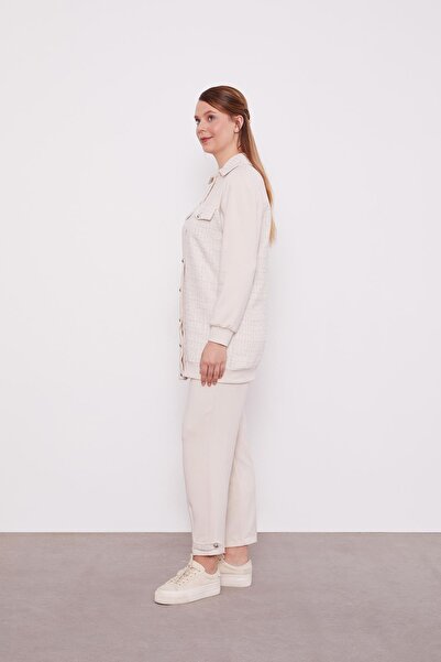 Levidor Cream Glitter Detailed Jacket Double Suit