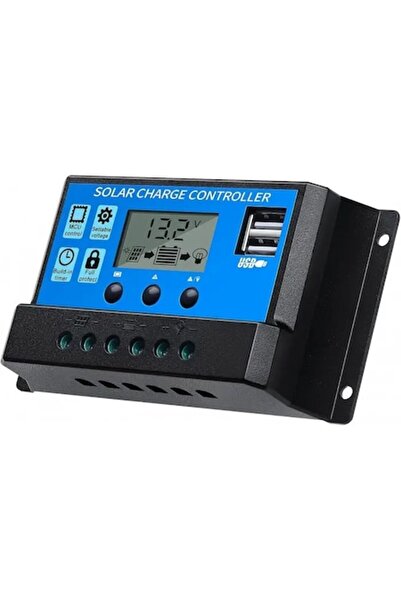 dalimag Solar Panel Charging Controller 30A, 12V/24V, with LCD Display and USB Ports,