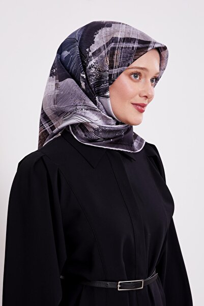 Levidor وشاح حريري منسوج بنمط خطوط رفيعة مدخنة