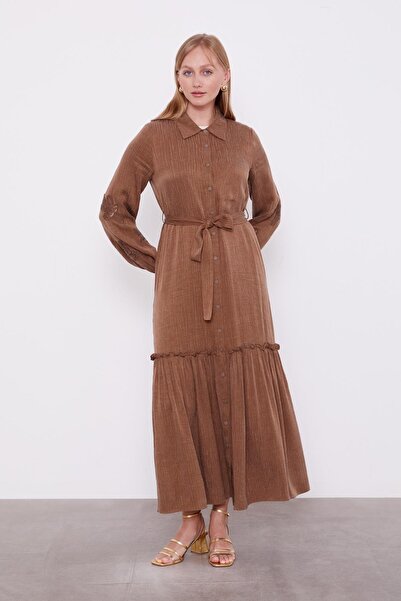 Levidor Φόρεμα Cupra με λεπτομέρεια καφέ πέτρας