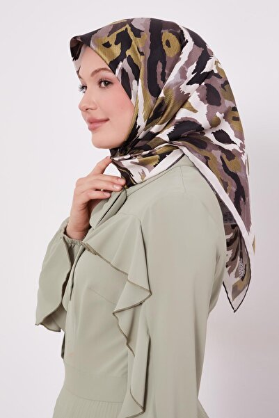 Levidor K.Mink Camouflage Pattern Twill Silk Scarf