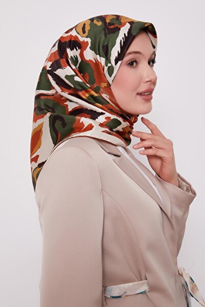 Levidor وشاح حريري بنمط التمويه البرتقالي