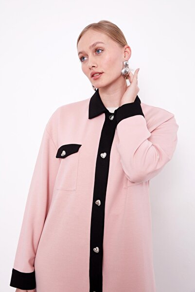 Levidor Powder-Black Button Detailed Trouser Suit