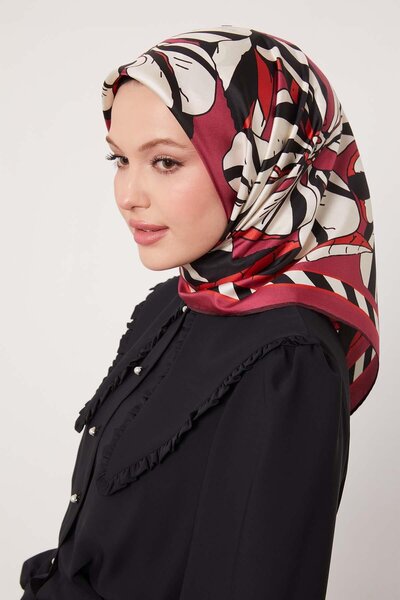 Levidor وشاح حريري بنمط زهرة الكرز