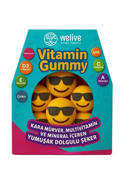 Welive Vitamin Gummy Black Elderberry Multivitamin Mineral Supported Soft Candy Children