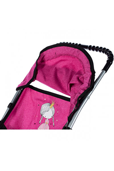 MalPlay Foldable doll stroller, MalPlay, with canopy, metal frame, with basket for accessories, wheels and