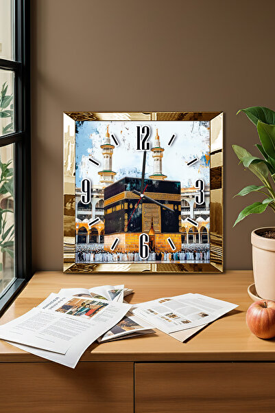 Zevahir Mobilya Dekorasyon Ceas de perete decorativ din MDF cu tematică Kaaba...