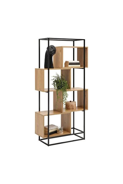 MAVİ TREND Metal Ahşap Kitaplık Dekoratif 5 Raflı Ofis Kitaplığı Kitap Dosya ...