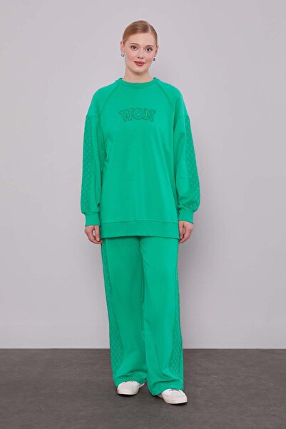 Levidor Green Stripe Lace Detailed Sports Set