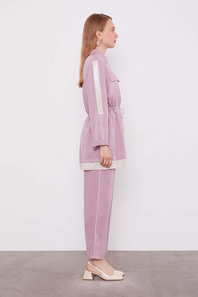 Levidor Rose Stone Stripe Detailed Double Set