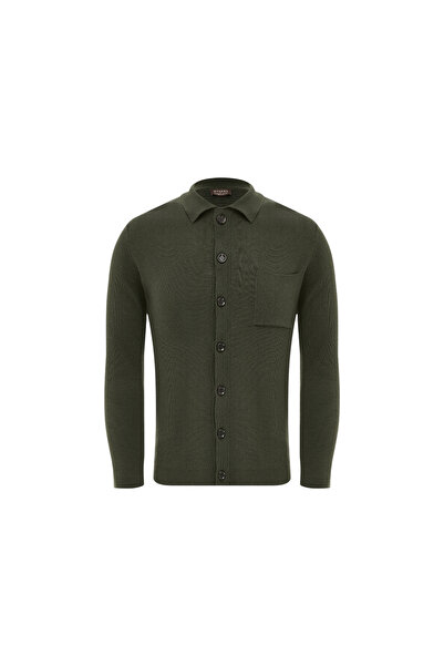 Vakko Green 100% Merino Wool Knitwear Cardigan M401325568