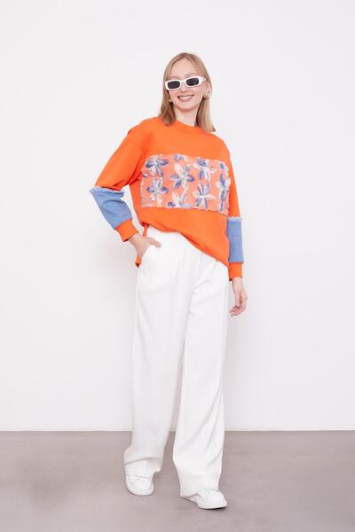 Levidor Πορτοκαλί τζιν με λεπτομέρεια λουλουδιών