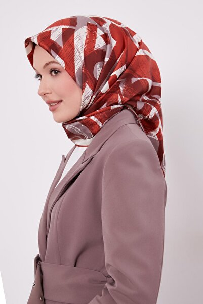 Levidor Red Letter Printed Twill Silk Scarf