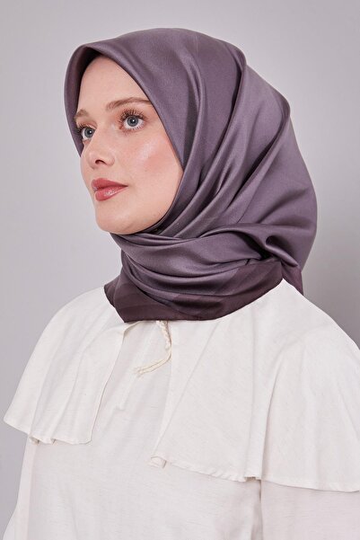 Levidor Dark Brown Twill Silk Scarf with Border