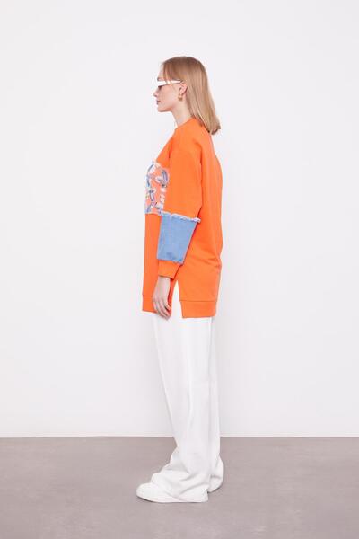 Levidor Πορτοκαλί τζιν με λεπτομέρεια λουλουδιών