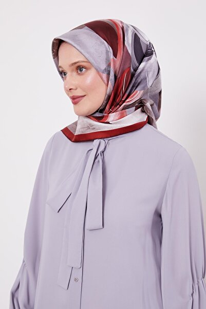 Levidor Burgundy Violet Pattern Twill Silk Scarf