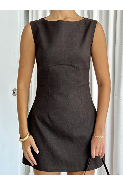 Nesil Без ръкави, с велосипедна деколте, за специални поводи, за всеки ден, дамска мини рокля с подплата