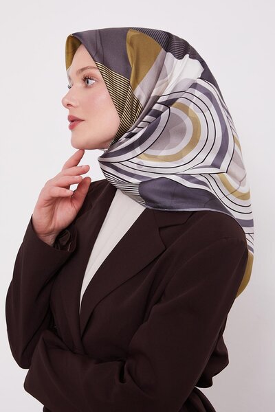 Levidor وشاح حريري من نسيج التويل بنمط المتاهة المدخنة