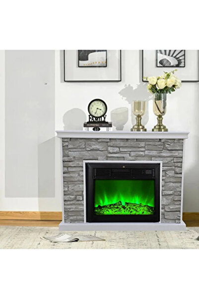 TEKTES 130 CM MDF 3D Taşlı Dekoratif Şömine – 8 Renkli Alev, Gerçekçi Ses Efekti, WiFi Akıllı Kontrol