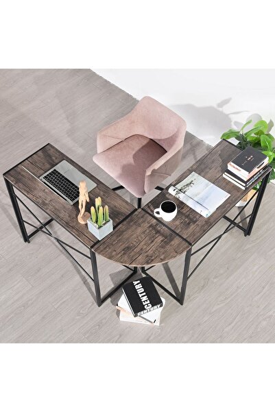 UnicSpot Birou colt, negru si wenge, 38x119.5x75 cm