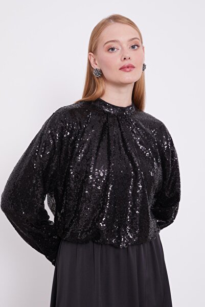 Levidor Black Sequined Skirt Set