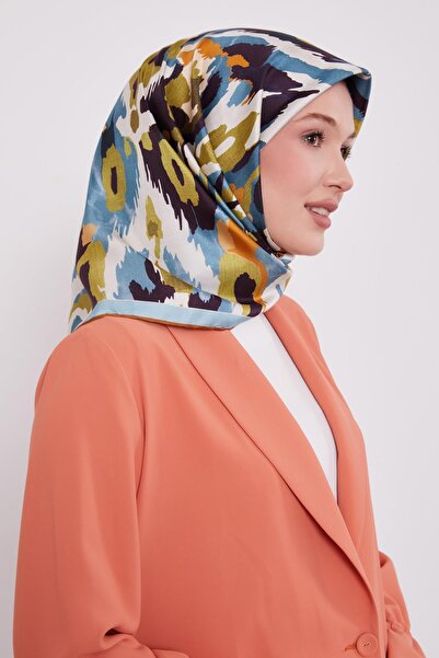 Levidor وشاح حريري بنمط التمويه الأزرق