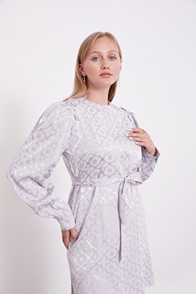 Levidor Gray Clover Patterned Jacquard Double Suit