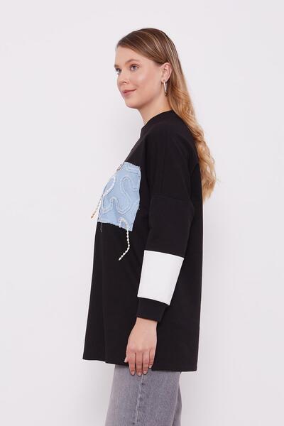 Levidor Μαύρο τζιν φούτερ με λεπτομέρειες