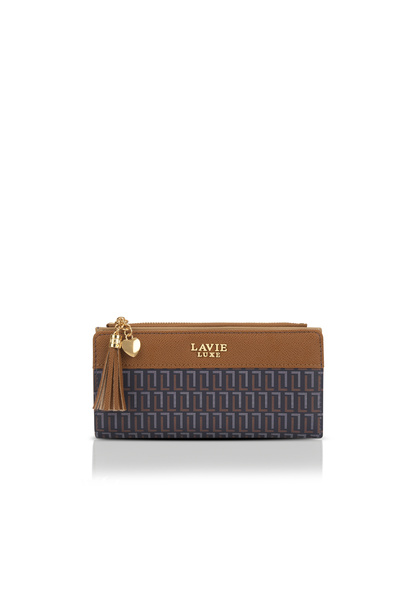 Lavie Luxe Mono Safain25 Women's Bifold Zip Wallet (Navy)