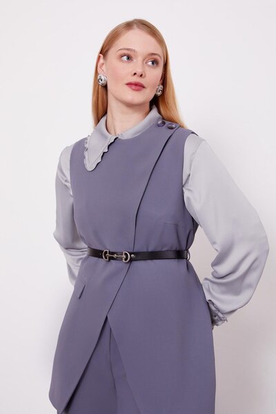 Levidor Anthracite Asymmetrical Vest Double Suit